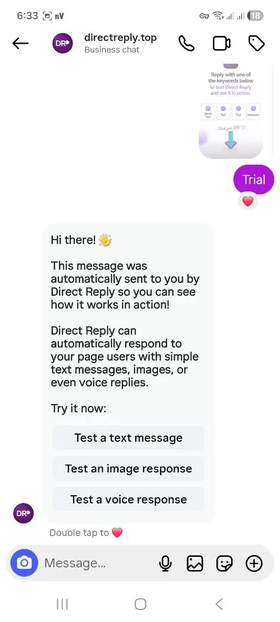 Instagram story reply automation flow showing automatic DM sent to story replier