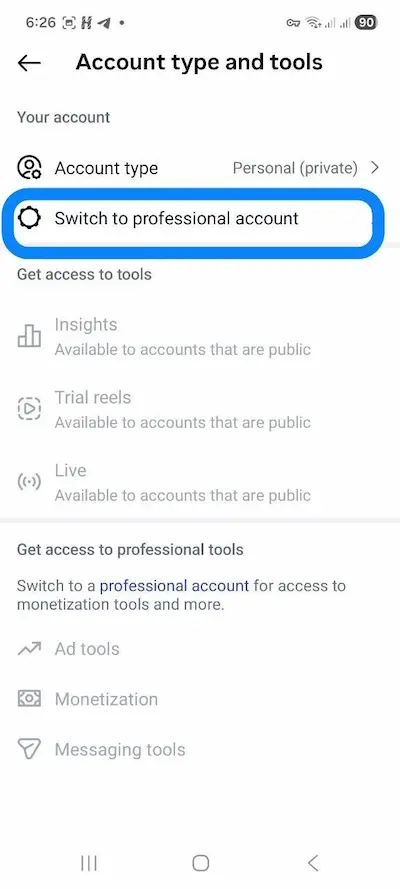Switch to Professional Account Part 2
